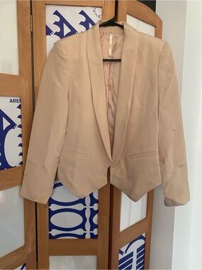 Truth and Pride Blush Beige Shawl Collar Blazer
